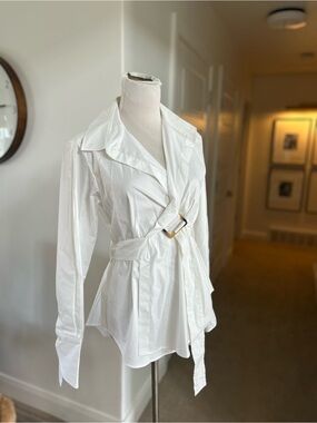 Palmer//Harding Crisp White Long Sleeve Top Size XS